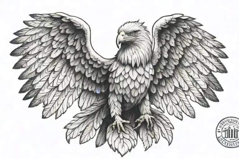 ultra realistic eagle, full body, dark nature background tattoo design idea