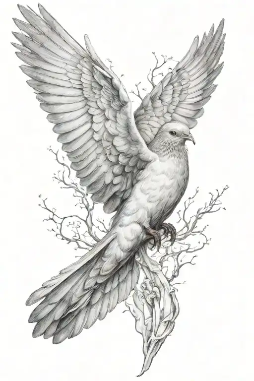 ultra-realistic dove, sense of deepness tattoo design idea