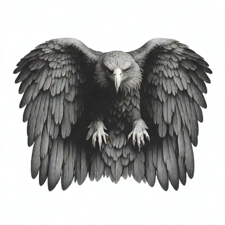 ultra realistic eagle, full body, dark nature background tattoo design idea