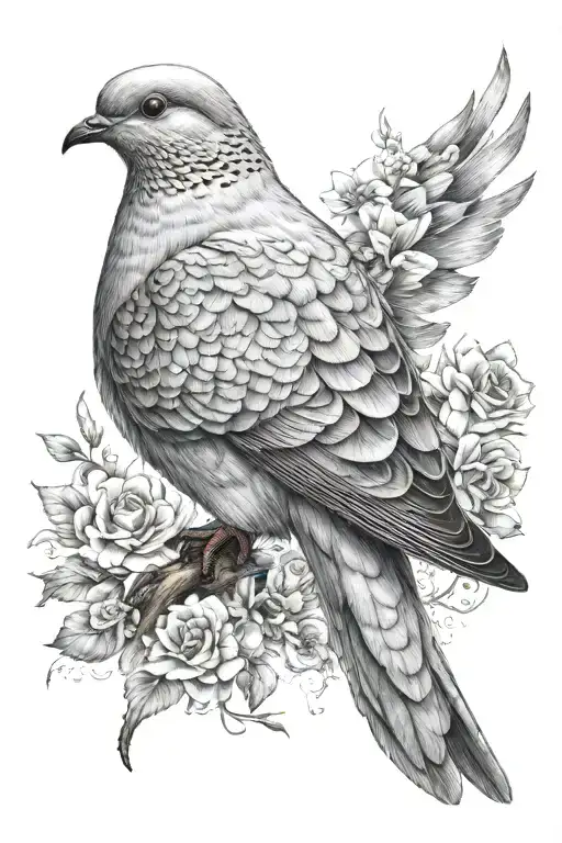 ultra-realistic dove, sense of deepness tattoo design idea