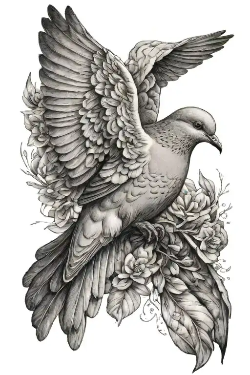 ultra-realistic dove, sense of deepness tattoo design idea