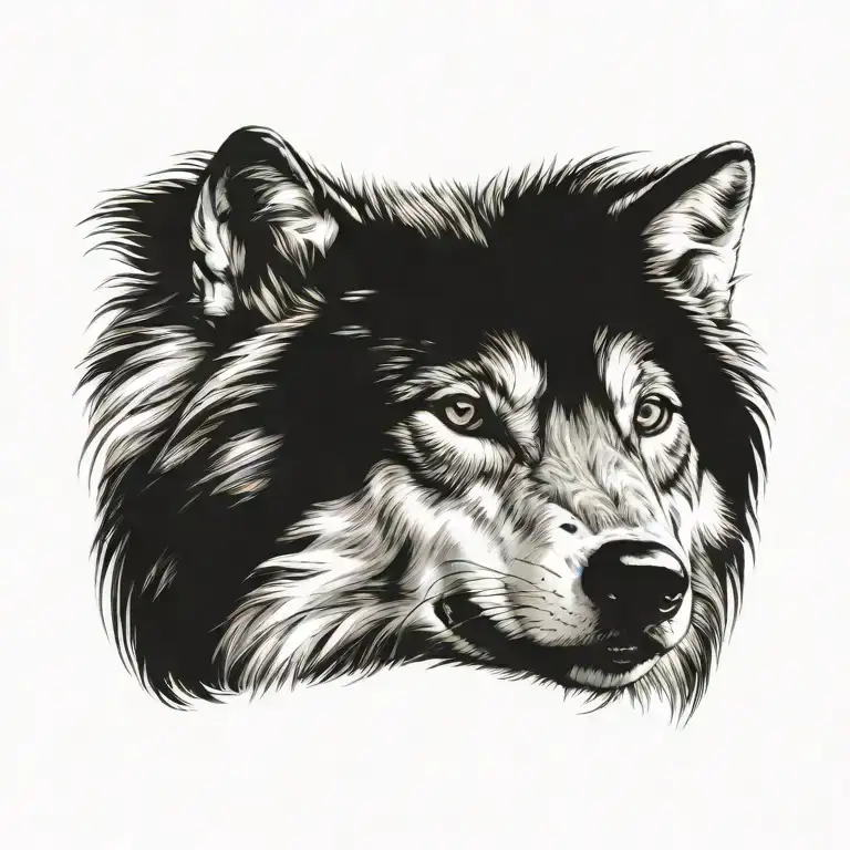 wolf portrait tattoo design idea