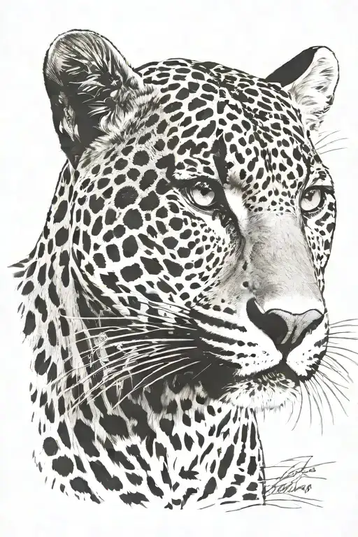 4k Ultra Realistic jaguar face, sense of deepness. tattoo design idea