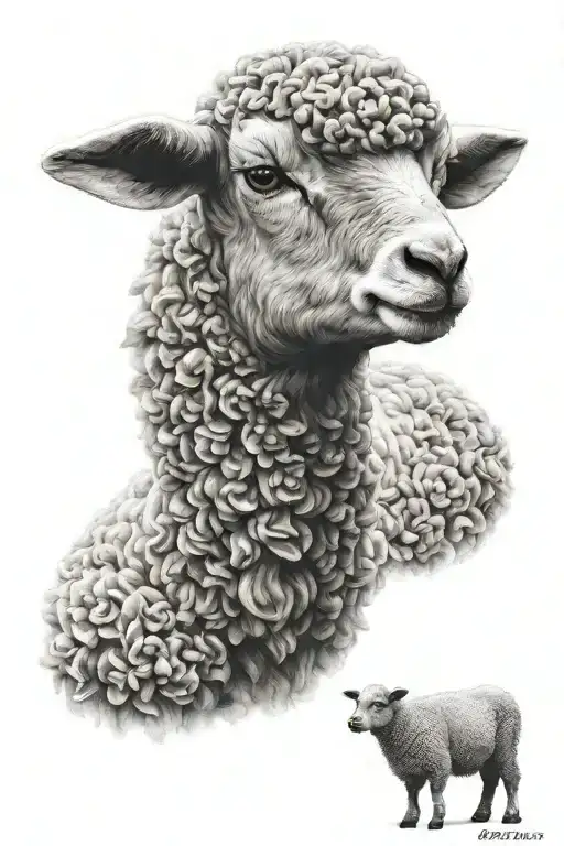 ultra realistic lamb   deepness tattoo design idea