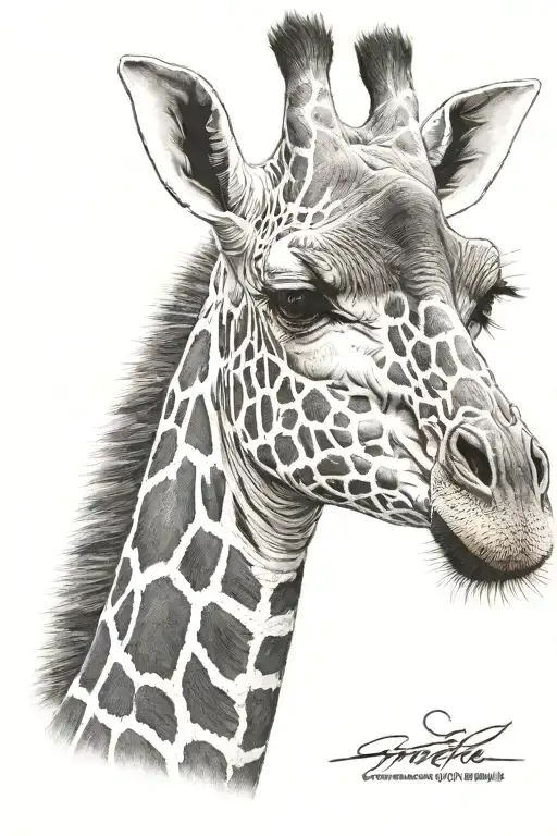 ultra-realistic giraffe, sense of deepness tattoo design idea