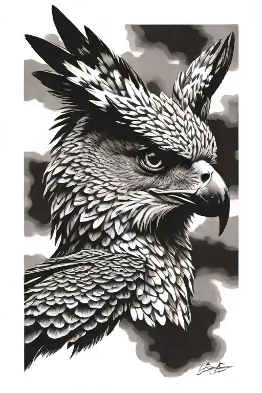 4k Ultra Realistic harpy eagle face, sense of deepness. tattoo design idea