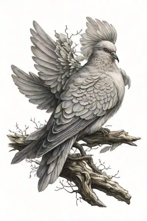ultra-realistic dove, sense of deepness tattoo design idea