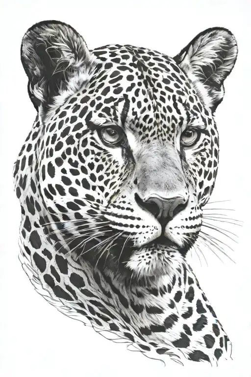 4k Ultra Realistic jaguar face, sense of deepness. tattoo design idea
