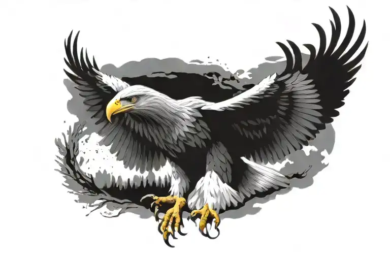 ultra realistic eagle, full body tattoo design idea