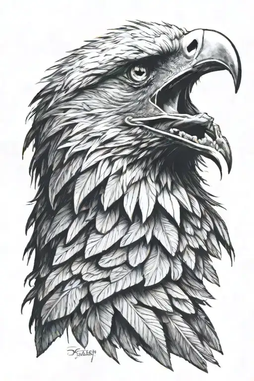 ultra-realistic eagle, sense of deepness tattoo design idea