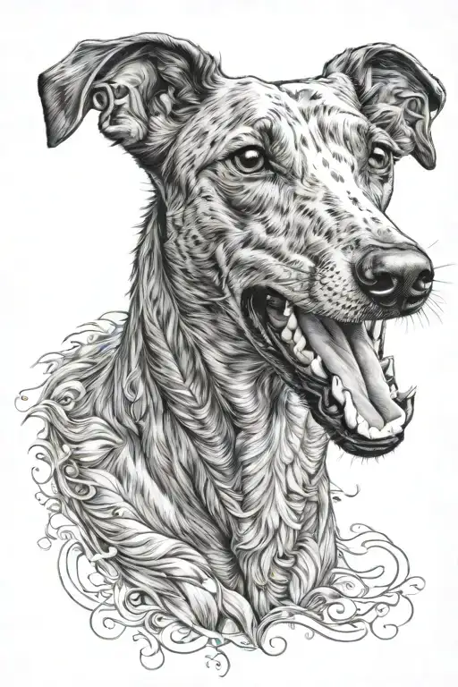 ultra realistic greyhound portrait  tattoo design idea