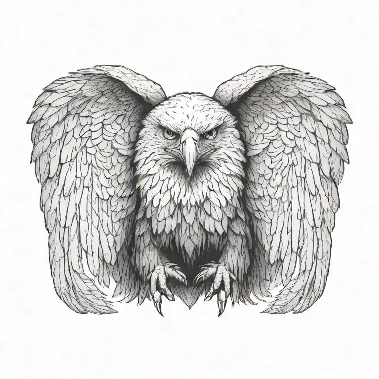 ultra realistic eagle, full body, dark nature background tattoo design idea