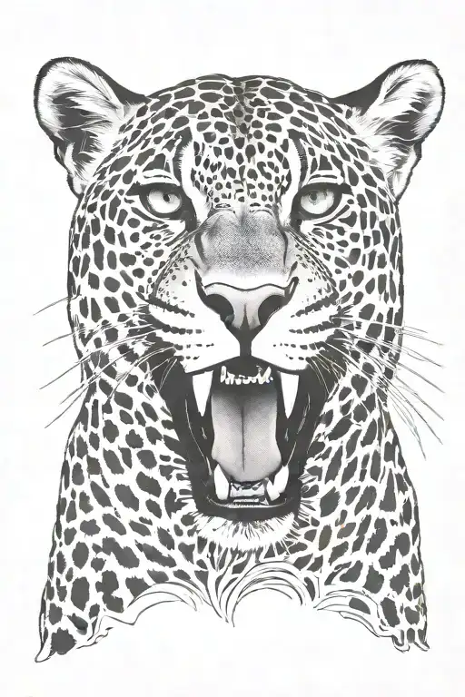 4k Ultra Realistic jaguar face, sense of deepness. tattoo design idea