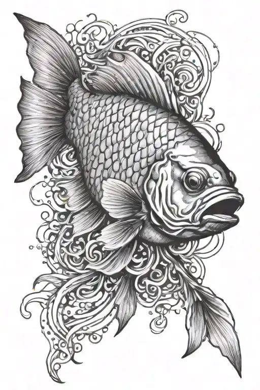 ultra-realistic fish, sense of deepness tattoo design idea