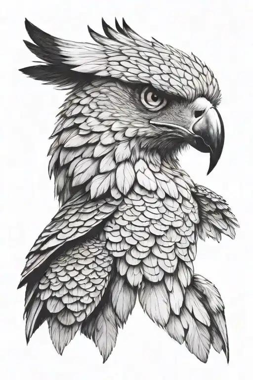 4k Ultra Realistic harpy eagle face, sense of deepness. tattoo design idea