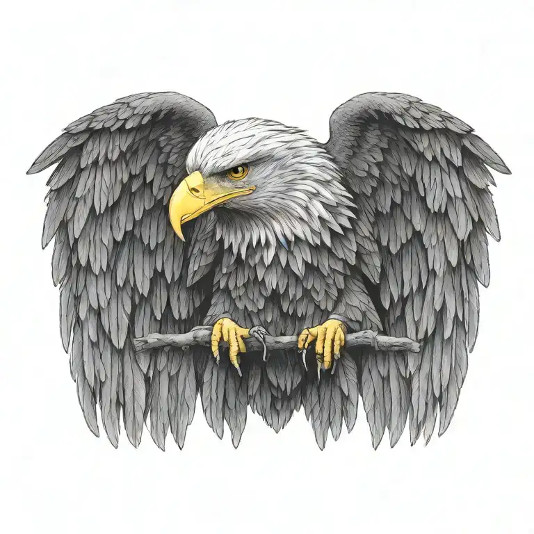 ultra realistic eagle, full body, dark nature background tattoo design idea