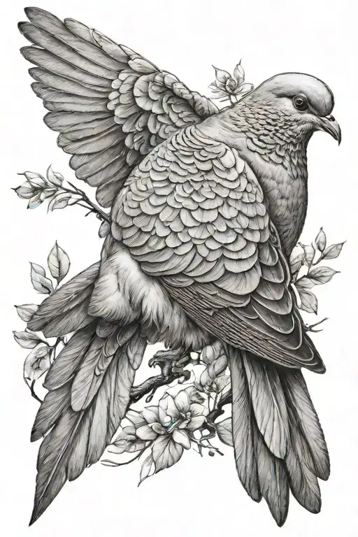 ultra-realistic dove, sense of deepness tattoo design idea