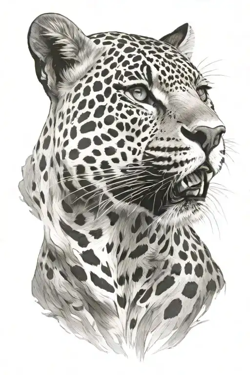 4k Ultra Realistic jaguar face, sense of deepness. tattoo design idea