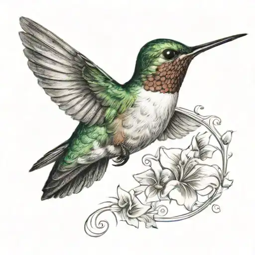 hummingbird with a gratitude symbol integrated  tattoo design idea