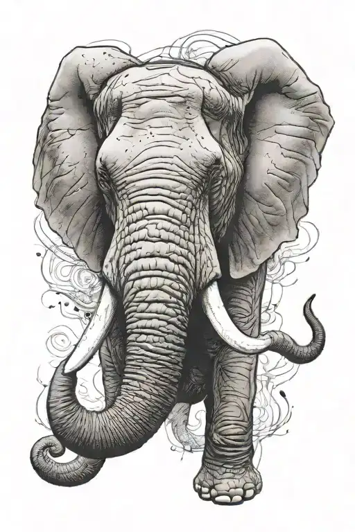 4k Ultra Realistic elephant face, sense of deepness. tattoo design idea