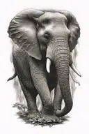 ultra-realistic elephant, sense of deepness tattoo design idea