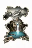 distant montain with water at the bottom   tattoo design idea