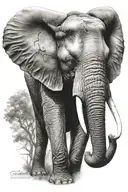 ultra-realistic elephant , sense of deepness tattoo design idea
