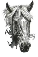 4k Ultra Realistic mustang face, sense of deepness. tattoo design idea