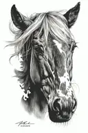 4k Ultra Realistic mustang face, sense of deepness. tattoo design idea