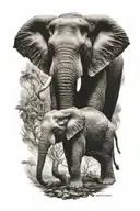 ultra-realistic elephant, sense of deepness tattoo design idea