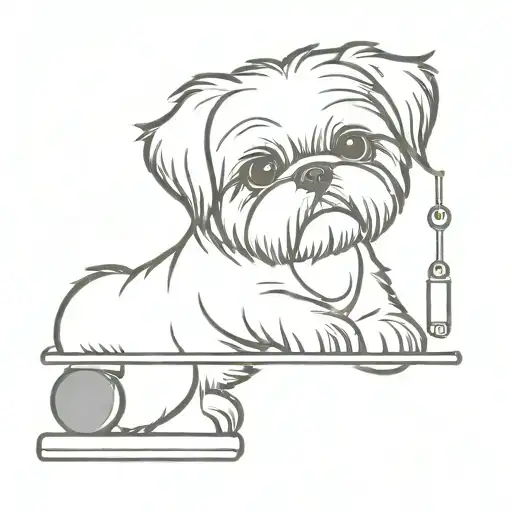 Shih Tzu holding a balance scale tattoo design idea