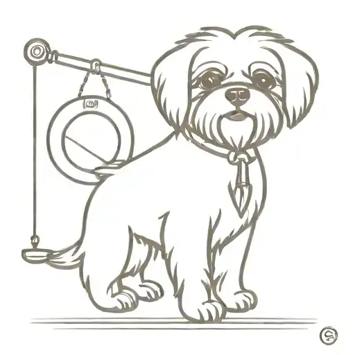 Shih Tzu holding a libra scale tattoo design idea