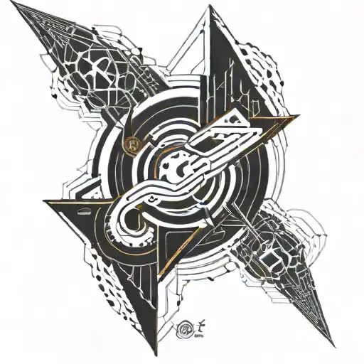 cyper sigilism style tattoo sleeve black and white  tattoo design idea