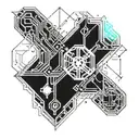 cyper sigilism style tattoo sleeve black and white  tattoo design idea