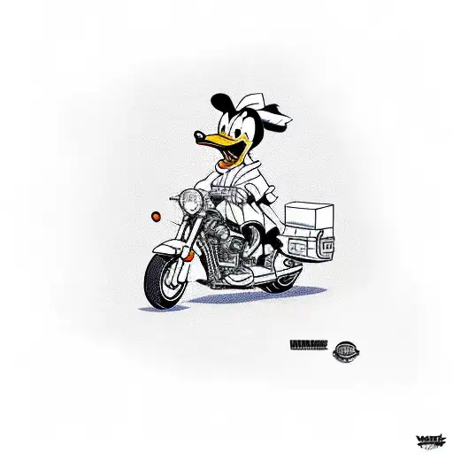 donald duck riding a harley tattoo design idea