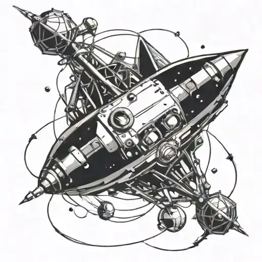 endevor spacecraft from interstellar black hole tattoo design idea