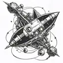endevor spacecraft from interstellar black hole tattoo design idea
