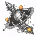 endevor spacecraft from interstellar black hole tattoo design idea