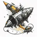 endevor spacecraft from interstellar black hole tattoo design idea