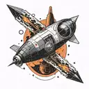 endevor spacecraft from interstellar black hole tattoo design idea