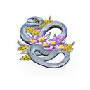 snake waves Hyacinth long flowers tattoo design idea