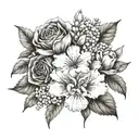 june, july, august and november birth flower bundle tattoo design idea