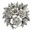 june, july, august and november birth flower bundle tattoo design idea