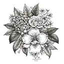 june, july, august and november birth flower bundle tattoo design idea