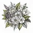 june, july, august and november birth flower bundle tattoo design idea