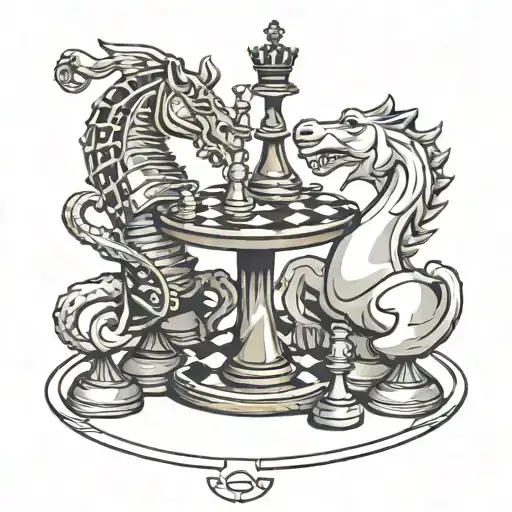 chess with a taekwondo black belt tattoo design idea