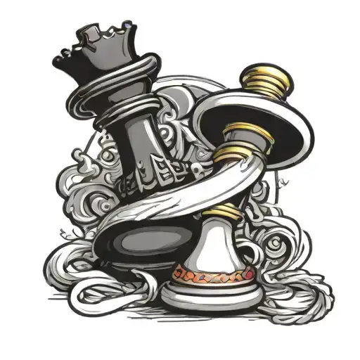 a black chess pawn with a white taekwondo belt tattoo design idea