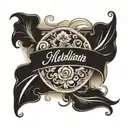 open scroll with name and birth date tattoo design idea