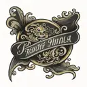 open scroll with name and birth date tattoo design idea