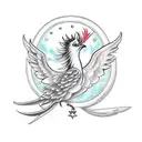 winged  simurgh dog full figure tattoo design idea